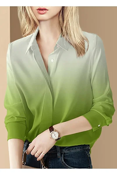 TRENDBUTİKOFFİCİAL Women's Crepe Fabric Gradient Shirt