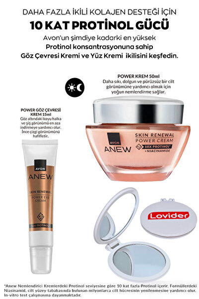 AVON Anew Power Set; Göz Çevresi Kremi 15ml + Power Yüz Kremi 50ml + Lovider ...