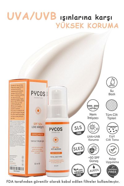 PYCOS COSMETICS SPF 50 Face Sunscreen - Anti-Blemish, 50ml, for All Skin Types