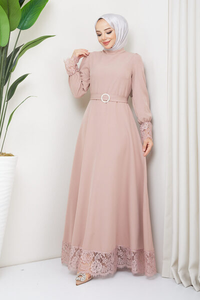 marwella Çitlembik Tesettür Abiye - Pudra
