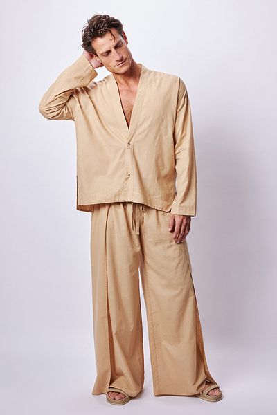 Dear Deer Beige Long Sleeve Kimono Set