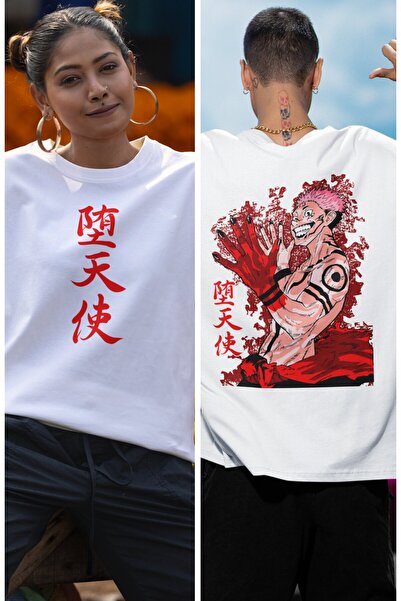Fuddy Moda Oversize kroj Natrag Štampano Sukuna majica, unisex Jujutsu Kaisen...