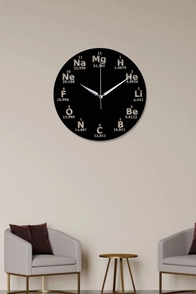 Ensa Design Periyodik Tablo Duvar Saati- Kimya Periyodik Tablo Ahşap Duvar Sa...