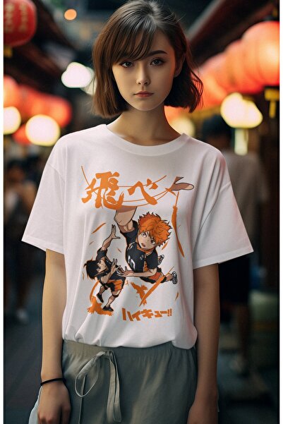 Fuddy Moda Oversize kroj Haikyuu majica, unisex anime Štampano T-shirt
