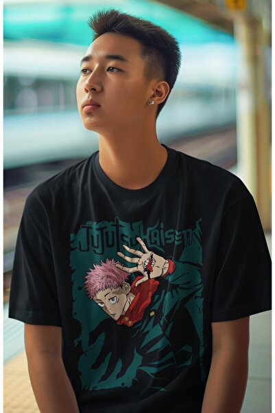 Fuddy Moda Ogromna Jujutsu Kaisen Itadori V6 majica, unisex anime majica sa z...