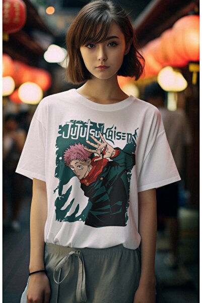 Fuddy Moda Ogromna Jujutsu Kaisen Itadori V6 majica, unisex anime majica sa z...