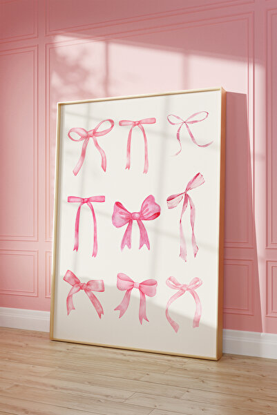 Vinca Prints Pink Bows Coquette Estetik Poster, Balletcore Estetik Poster, Pinterest Estetik Poster