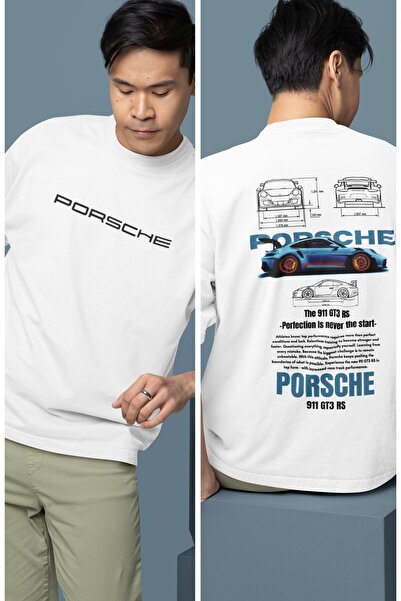Fuddy Moda Porsche 911 GT3 RS Majica za leđa Štampano Oversize kroj - Muška i...