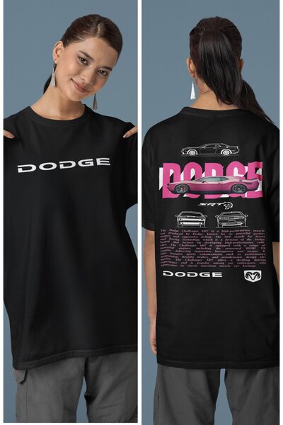 Fuddy Moda تي شيرت مزدوج مطبوع عليه ظهر دودج برتقالي SRT للجنسين، تي شيرت كبي...