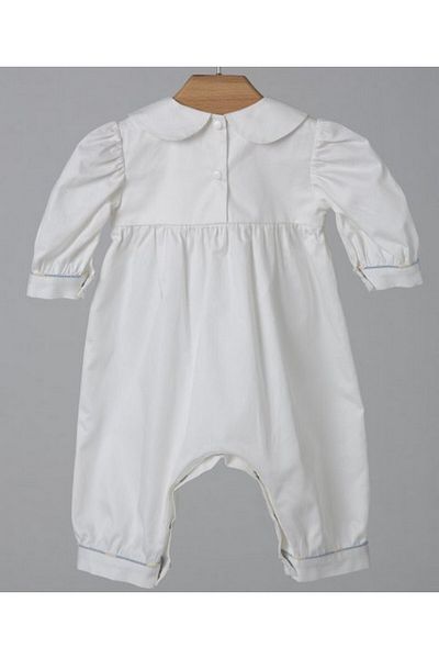 Mede Kids Medekids Train Embroidered Jumpsuit Ecru-Blue 0-3 Months