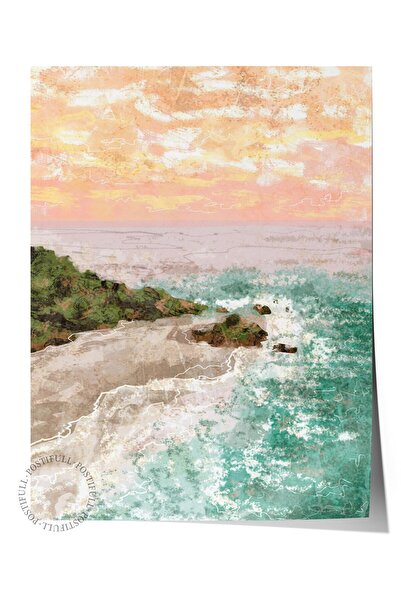 Postifull Pictură cu poster fără cadru, poster de perete, imprimare artistică HD, coastă marină, maximalist nr:180