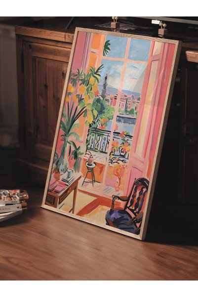 Postifull Çerçevesiz Poster Tablo, Duvar Posteri, Sanatsal Baskı, Açık Pencere Manzarası , Maximalist No:171