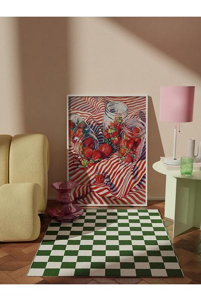 Postifull Frameless Poster Painting, Wall Poster, Hd Printing, Red Striped Strawberries , Maximalist No:20