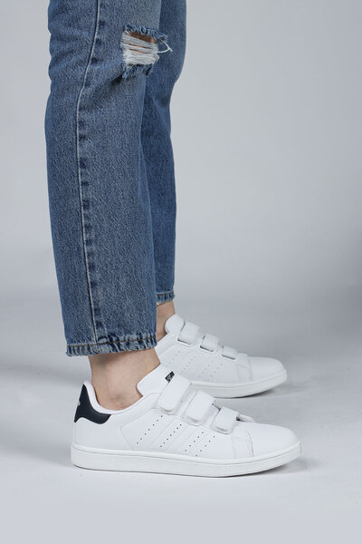 Jump 28711 White - Navy Blue Women's Sneaker Casual Sports Shoes