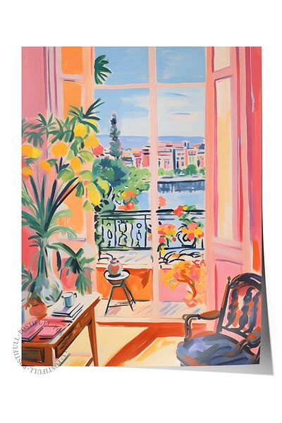 Postifull Unframed Poster Painting, Wall Poster, Art Print, Open Window Landscape , Maximalist No:171