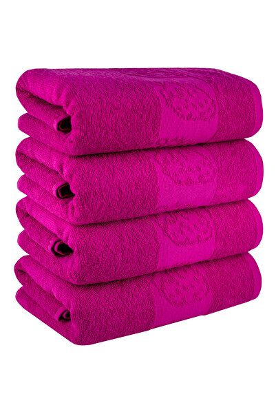 TEXTILE COLORS Набір з 4 рушників з полуничним візерунком, 50x100 см, темно-фіолетовий, 100% бавовна