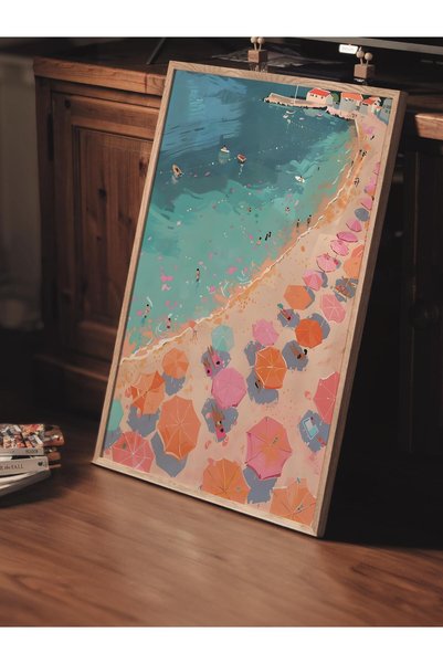 Postifull Çerçevesiz Poster Tablo, Duvar Posteri, Sanatsal Hd Baskı, Yaz Plajı Melodisi , Maximalist No:114