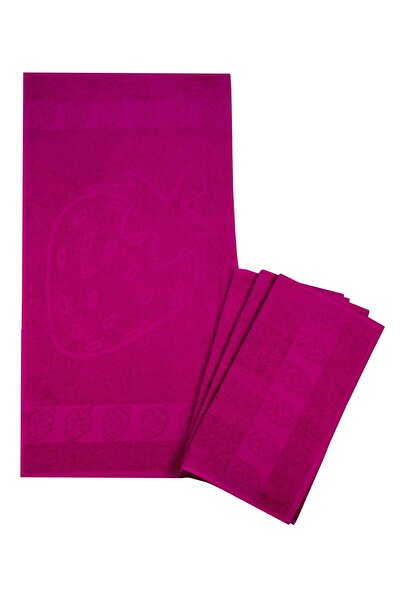 TEXTILE COLORS Набір з 4 рушників з полуничним візерунком, 50x100 см, темно-фіолетовий, 100% бавовна