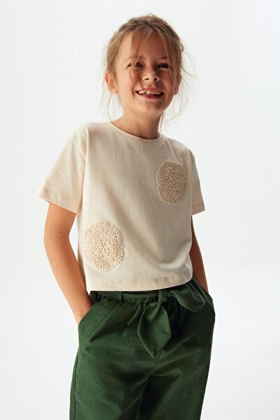 nk kids Khaki Girl's Trousers 54339 - Drop and Belted