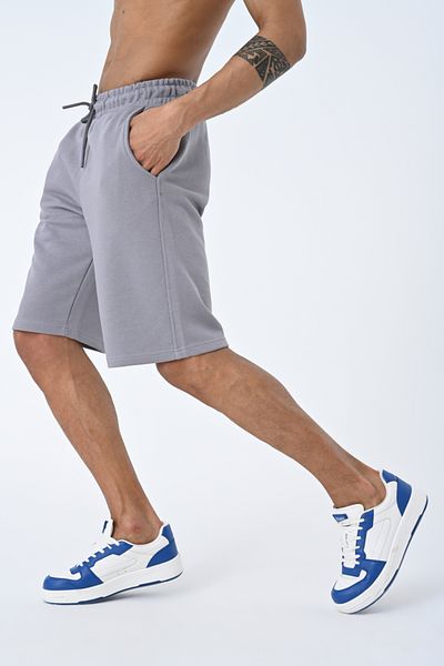 AMAZING CRASH Gray Three Thread Waist Tie Basic Shorts