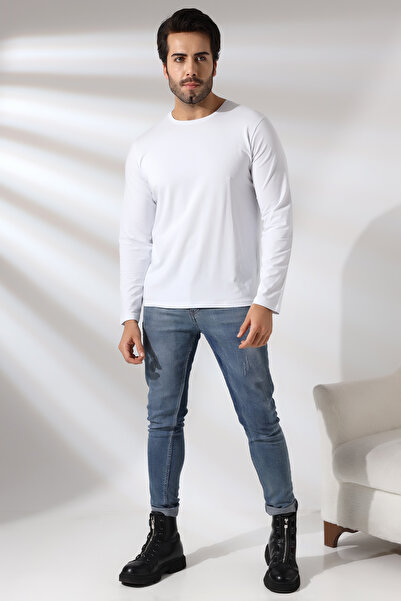 RUN RUN Tricou compact din bumbac pieptănat Lycra, cu mânecă lungă, cu decolt...