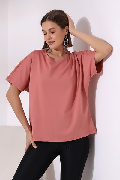 Endies Tricou casual din bumbac pieptănat compact cu mânecă liliac 21571 Ceapă