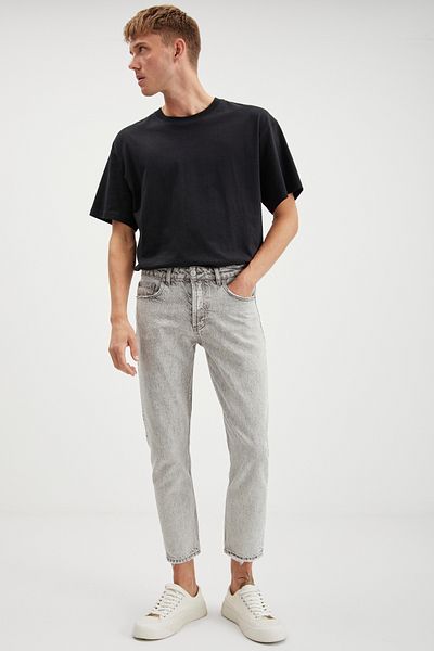 GRIMELANGE Gılberto Men's - Carrot Fit Carrot Leg Light Gray Jeans