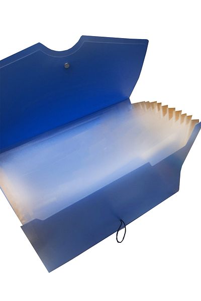FLY COLOR 13 Compartment Bellows File Elastic Blue