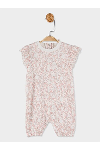 Disney Bambi Lisanslı Kız Bebek Metraj Baskılı Kısa Kollu Şortlu Tulum 20823