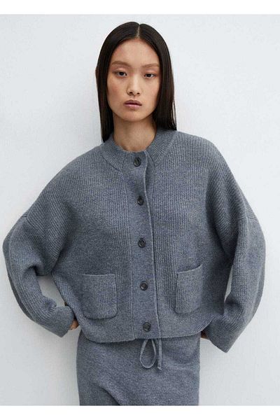 MANGO Woman Cardigan de buzunar tricotaj