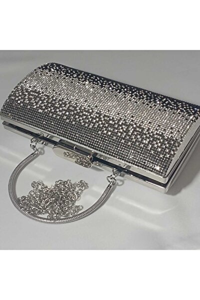 Şarra Gossi Gece Çantası Taşlı Gümül Abiye Çanta Gece Çantası Portföy Clutch