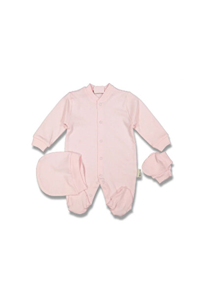 Necix's Baby Girl Pink Jumpsuit with Gloves and Snaps 3-Piece