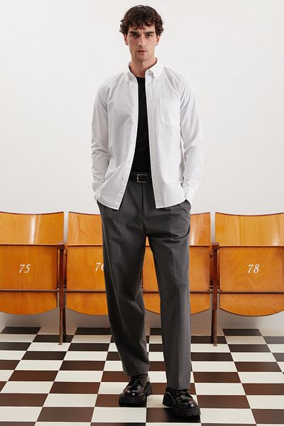 GRIMELANGE Ανδρικό πουκάμισο Cliff από 100% βαμβάκι Oxford White με τσέπες