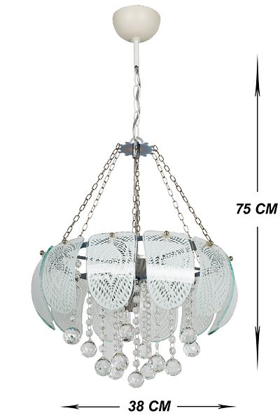 VENON 3-Piece Chrome White Lighting Direction Chandelier with Glass and Stones - CRYSTAL