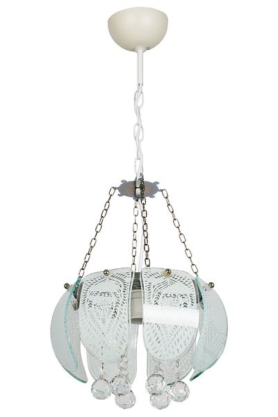 VENON Single Chrome Chandelier with Stoned Glass - Lighting Direction