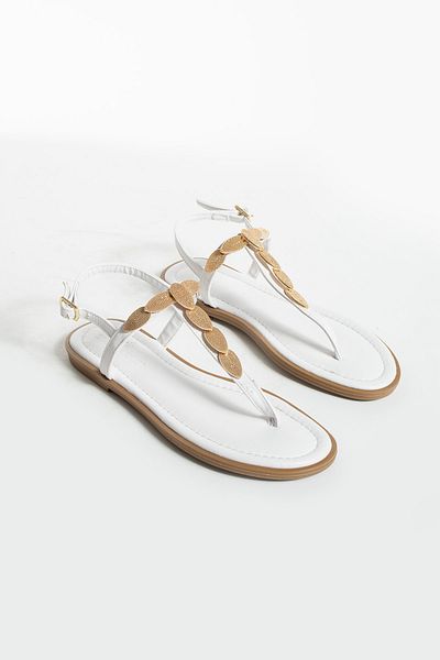 İnan Ayakkabı Woman's White Color Stone Detailed Daily Sandal