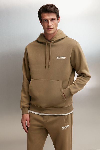 GRIMELANGE Martel Herren-Sweatshirt mit weichem Fleece-Aufdruck, regulärer Kordel, Khaki
