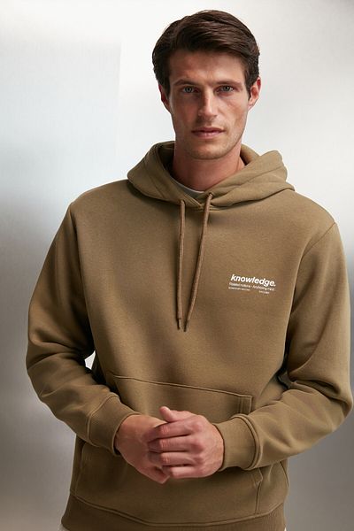 GRIMELANGE Martel Herren-Sweatshirt mit weichem Fleece-Aufdruck, regulärer Kordel, Khaki