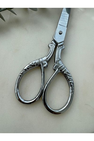 Vintage Silver Scissors - Patterned Design