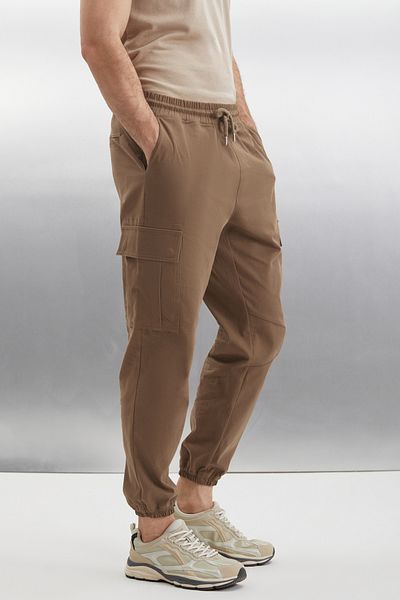 GRIMELANGE Cargo Herren-Hose aus gewebtem Nerzstoff mit Cargotaschen und elastischem Bund und Beinen