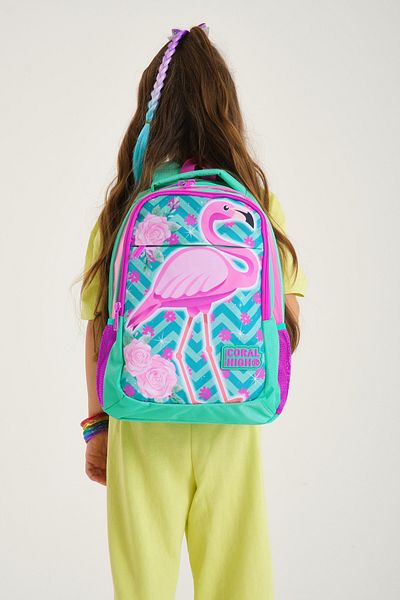 Coral High Детска раница Water Green Flamingo с три отделения 14382