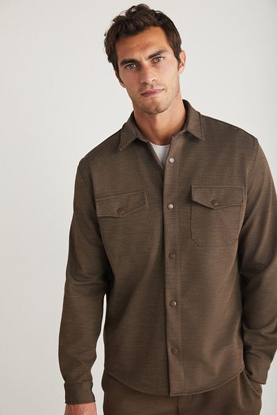 GRIMELANGE Jones Herren-Jacke in Beige mit spezieller Piqué-Optik, dickem Stoff, geschlossenen Taschen und Druckknöpfen