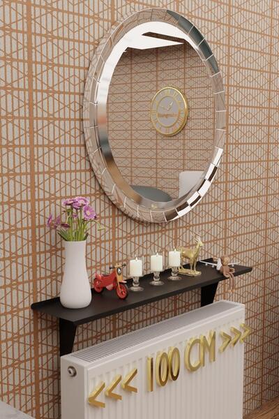 risingmaber Montajsız Siyah Petek Üstü Metal Raf, Kalorifer Peteği Raf Dresuar Uçan Raf 100 Cm Mt100s