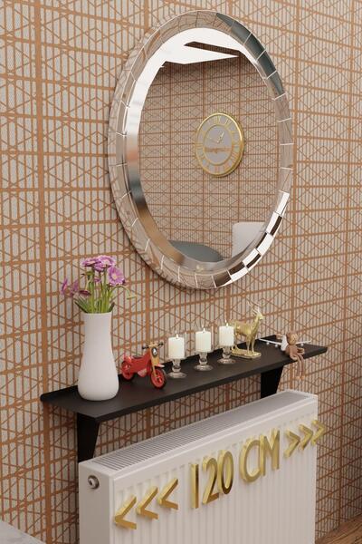 risingmaber Montajsız Siyah Petek Üstü Metal Raf, Kalorifer Peteği Raf Dresuar Uçan Raf 120 Cm Mt101s