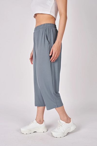 defys Women's Elastic Waist Stitching Detailed Baggy Trousers