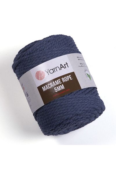 Yarnart Σχοινί Macrame 5 mm - Μακραμέ Χειροποίητο Πλεκτό Σχοινί Τζιν Μπλε-761