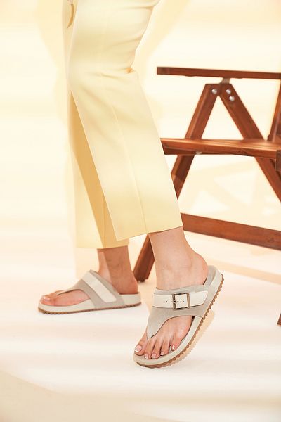Louis Cardy Γυναικείες σαγιονάρες Tunia Beige από γνήσιο δέρμα