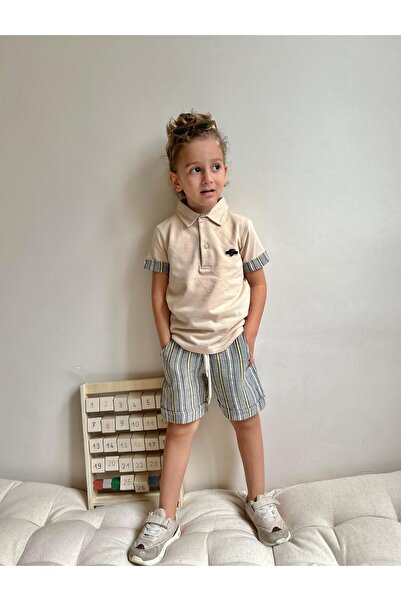 YİGİT BUTİK Costum pentru băiat Yigit Boutique cu pantaloni scurți cu guler polo