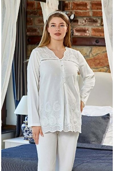 Aqua Krem Kadın Pijama Takımı Krem