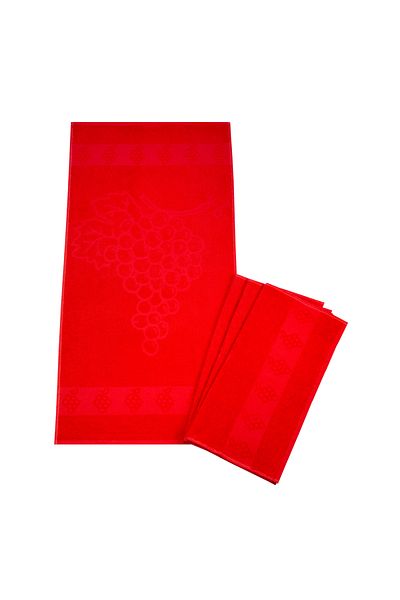 TEXTILE COLORS Grape Patterned 4-Piece Towel Set 50 X 100 Cm Red 100% Cotton